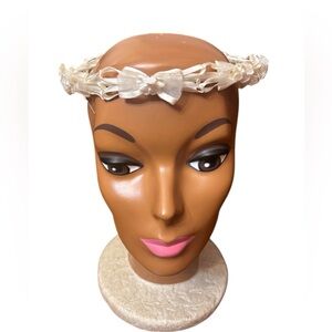 David’s Bridal Flower Girl Elegant Ivory  Bow Headband NWT